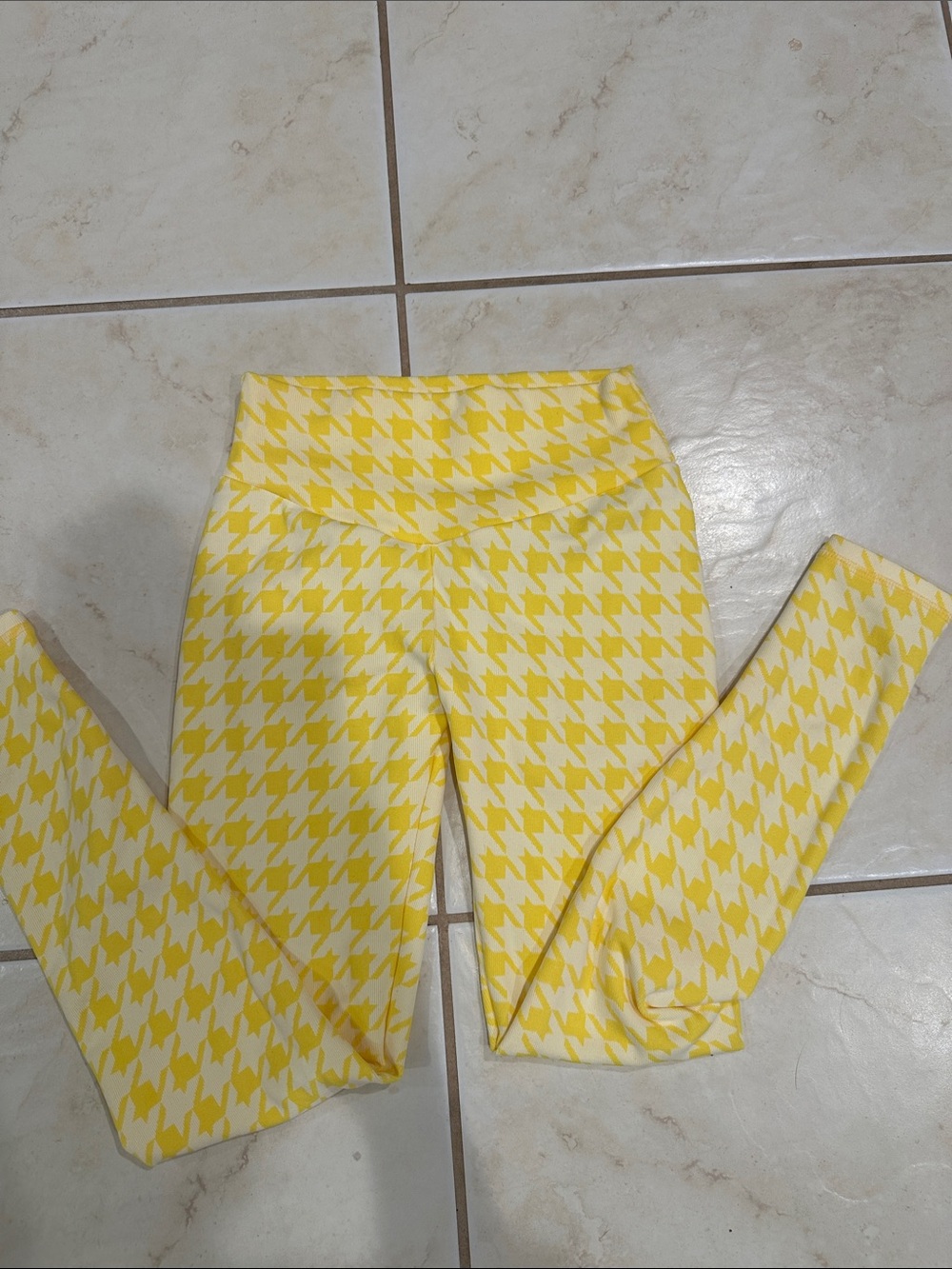 Yellow Houndstooth Leggings
